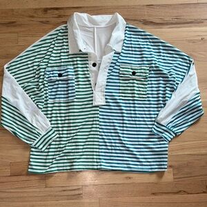 Striped Green and Blue women’s oversized Shirt